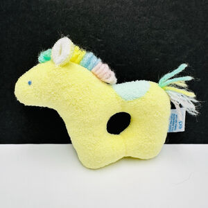 Vintage Eden Toys Pony Rattle Terrycloth Yellow Horse Baby Toy 6”